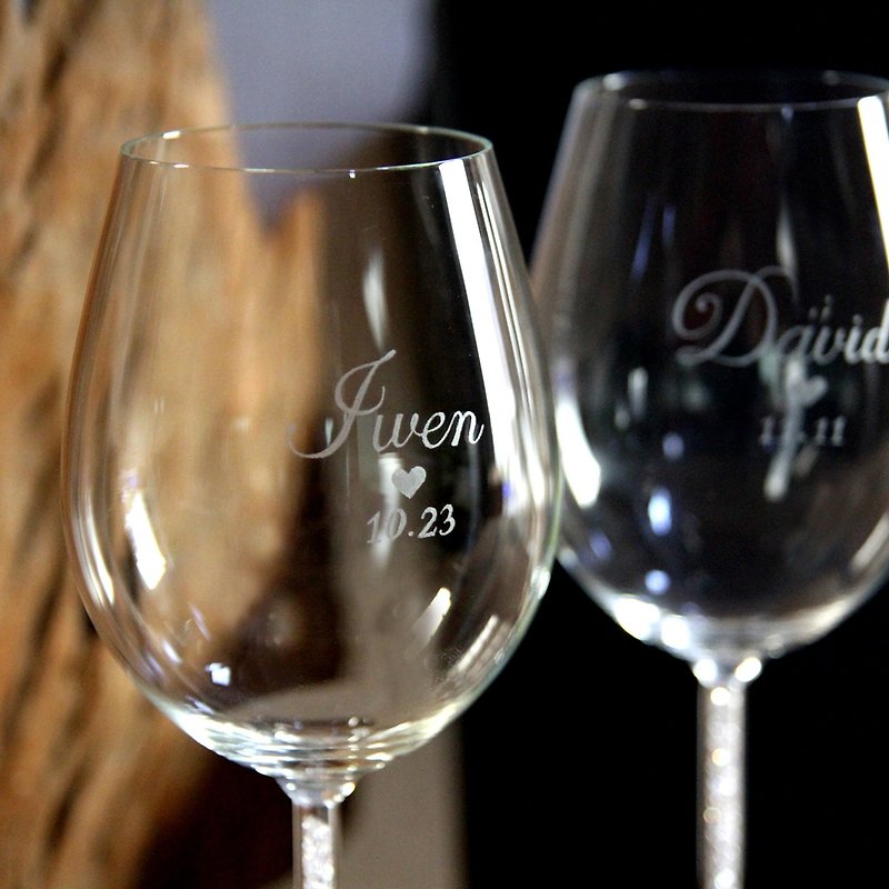 Customized 99 rhinestone red wine cup engraving cup knot wedding / anniversary / birthday ceremony / lover / promotion - Bar Glasses & Drinkware - Glass 