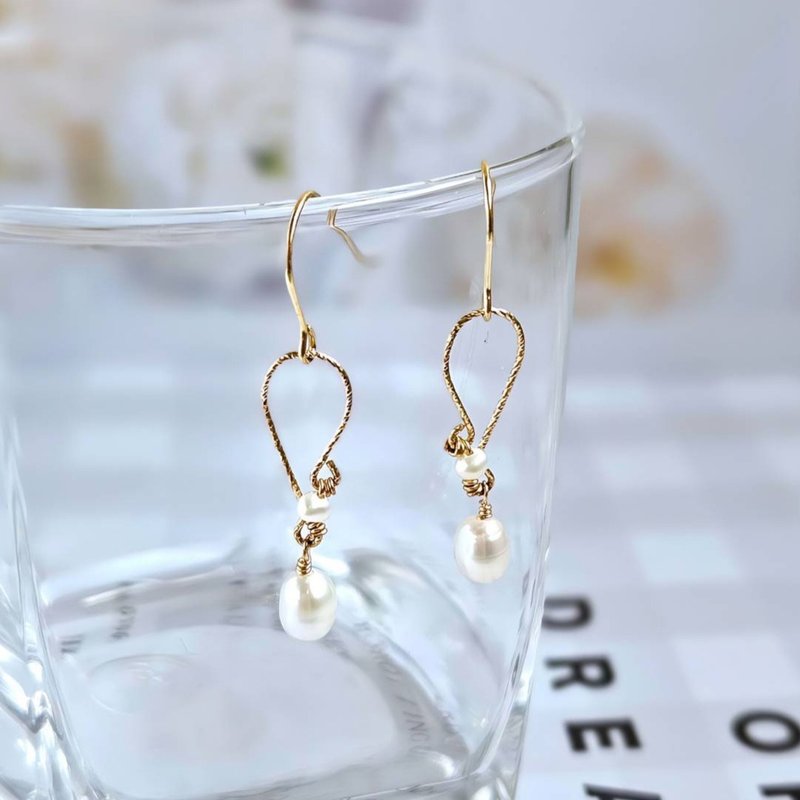 Treasure Series American 14k gold-filled natural pearl earrings | Handmade to order - ต่างหู - ไข่มุก 