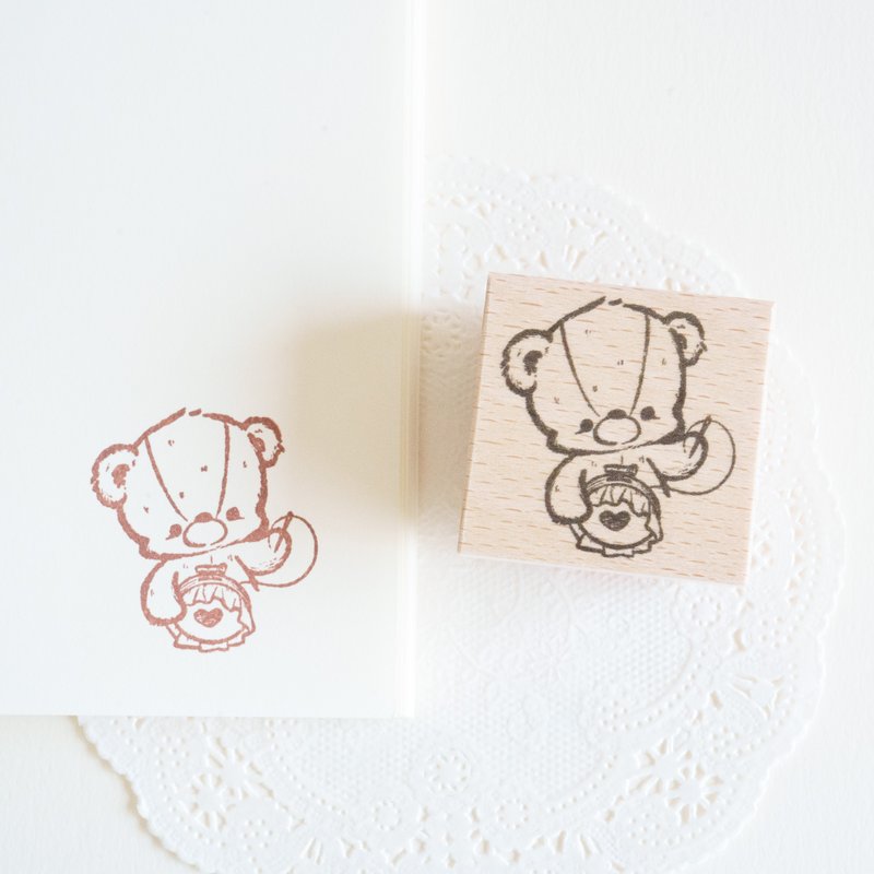 Rubber Stamp - Teddy Bear Embroidering - Stamps & Stamp Pads - Rubber Brown
