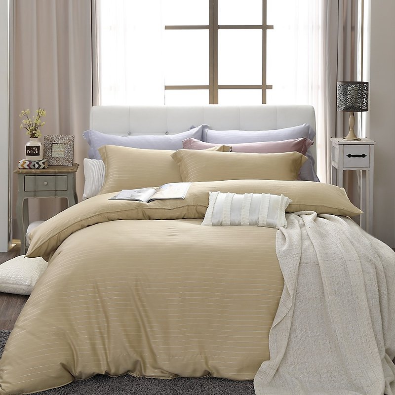 (Double) Natural Pure Color Morning Gold-Silver Fiber 60 Tencels [Two-Piece Bed Set Four Pieces] - Bedding - Other Materials Gold