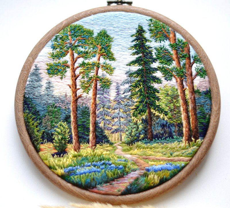 hand embroidery artwork 6.5, thread painting, landscape embroidery art - 壁貼/牆壁裝飾 - 繡線 多色