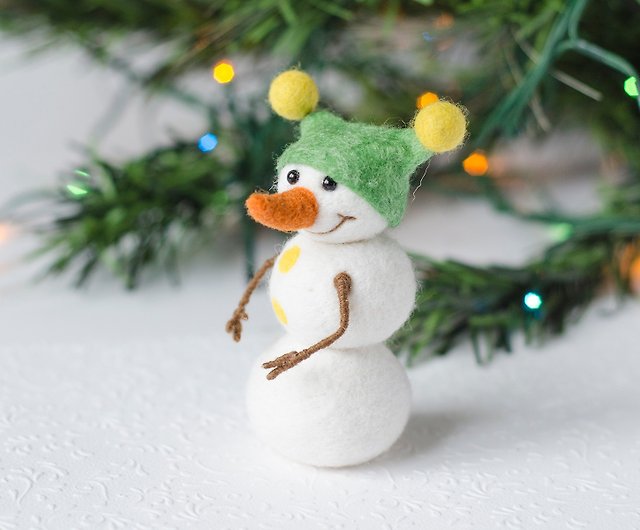 Set of 3 Handmade Felted Snowman Decor Customized Gift Christmas