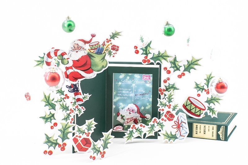 Custom message . Christmas Gift . Santa Claus's Postcard - โคมไฟ - วัสดุอื่นๆ สีเขียว