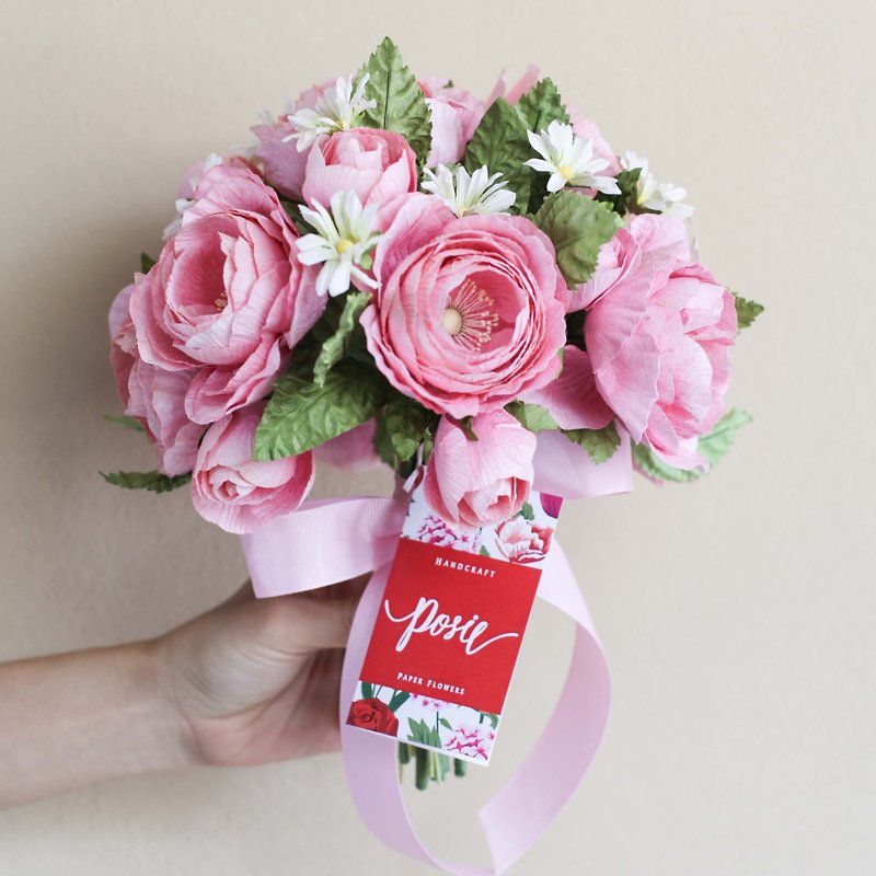 VB103：バレンタインデーの花束ピンクのローズ・クィーン - 観葉植物 - 紙 ピンク