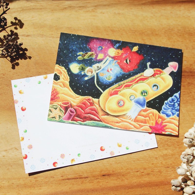 宇宙飛行士・ポストカードを夢見るダイバー - カード・はがき - 紙 ブルー