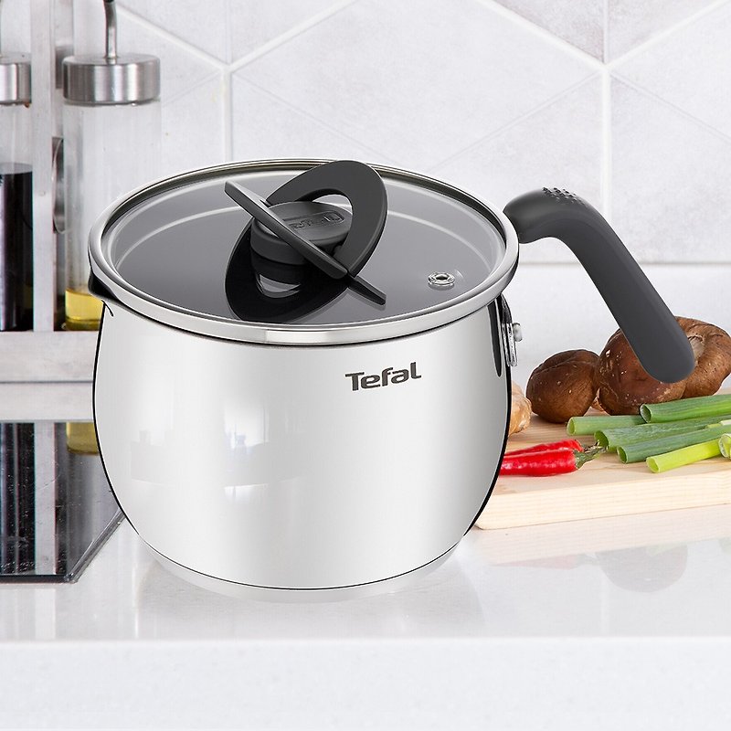 Tefal French Tefal Stainless Steel composite 16CM non-stick pot type soup pot with cover (suitable for induction cooker) - Pots & Pans - Other Metals Silver