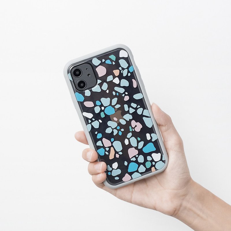 [Ready stock - NX frame back cover dual-purpose shell] Printed Le X Rhino Shield - Old tiles/back cover terrazzo pink blue - Phone Cases - Plastic Multicolor