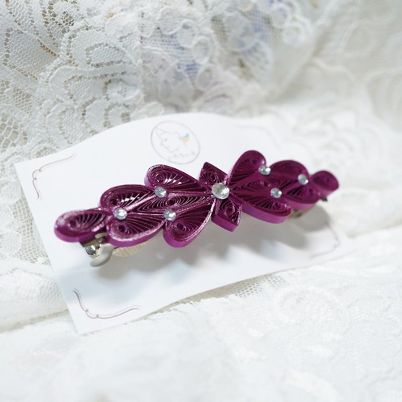 Elegant paper quilled barrette / Ultralight hair accessories made from paper - Hair Accessories - Paper Purple