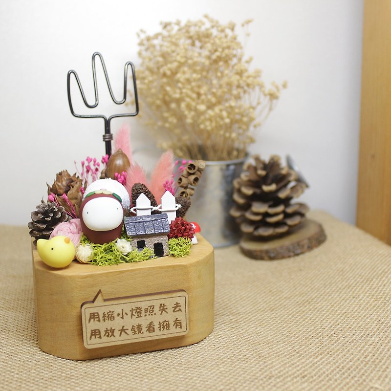 l 小日植 l Memo business card holder seed square wood potted plants - Xiaoriwa and bird friends - ของวางตกแต่ง - ไม้ สีนำ้ตาล
