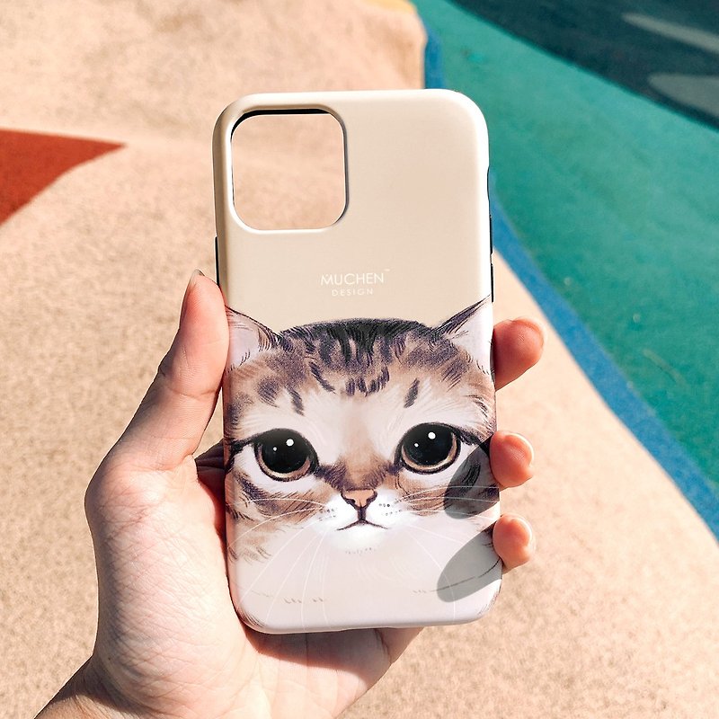 Chubby Tabby Cat Model [2-in-1 Shell] (iPhone.Samsung、Huawei) - スマホケース - プラスチック カーキ
