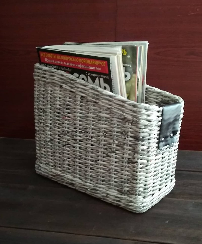 Desktop organizer. Magazine basket. Home office organizer.  Mail storage box. - Storage - Paper Gray