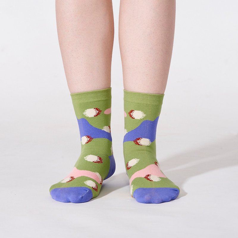 調色盤 3:4 /綠/ 襪子 - 襪子 - 棉．麻 綠色