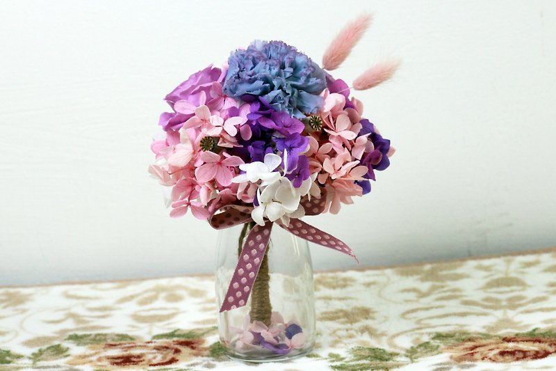 Mother's Day Limited - Dream Pink Violet Mini Bouquet - ตกแต่งต้นไม้ - พืช/ดอกไม้ หลากหลายสี