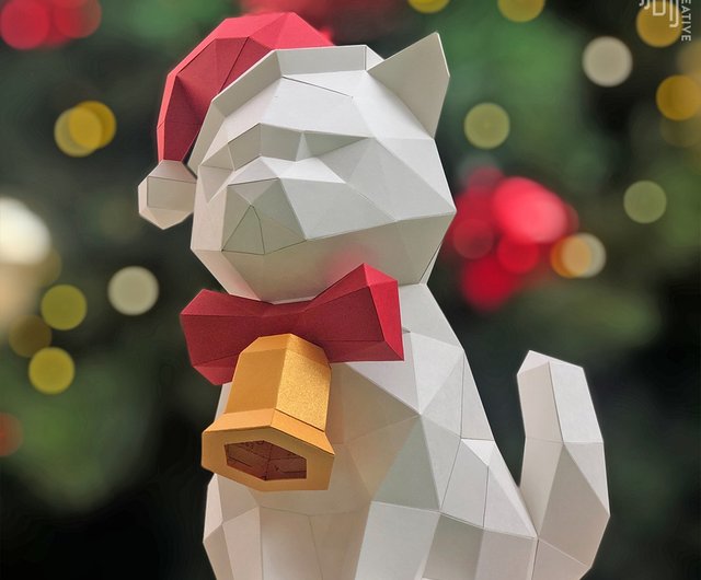 Handmade DIY paper high quality craft Christmas series-Christmas cat