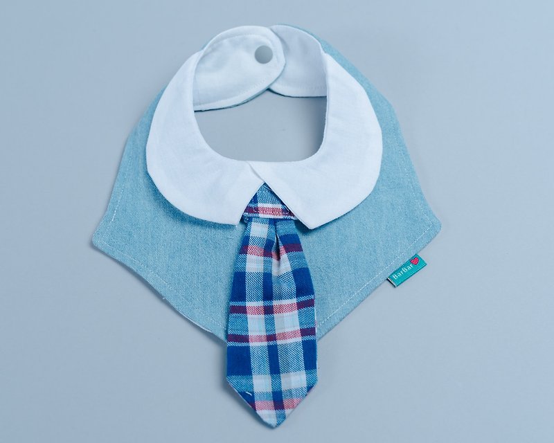 Suit saliva towel-light cow suit - ผ้ากันเปื้อน - ผ้าฝ้าย/ผ้าลินิน สีน้ำเงิน