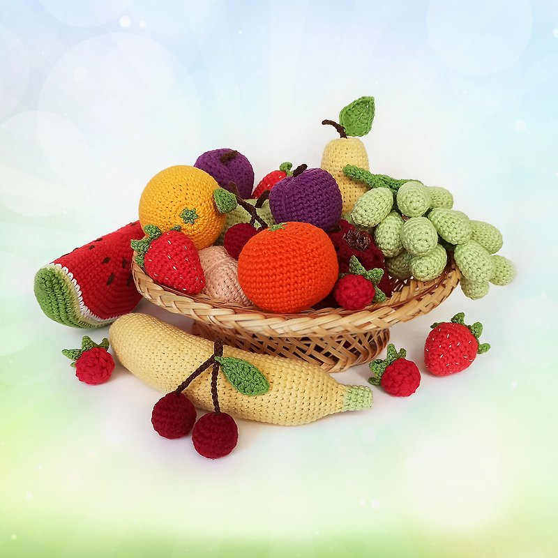 Soft toys Fruits & Berries, Set play food, Learning Sensory toy, Montessori toys - Kids' Toys - Cotton & Hemp Multicolor