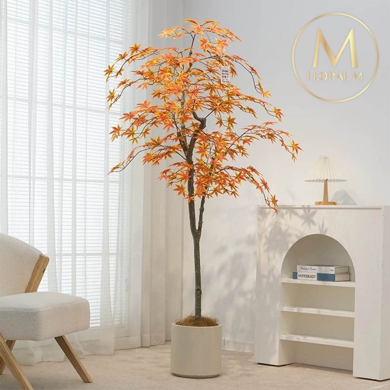 Kyoto Arashiyama Red Maple Tree 2-Meter Indoor Large Artificial Plant (Includes Pot) - ของวางตกแต่ง - พลาสติก สีเขียว