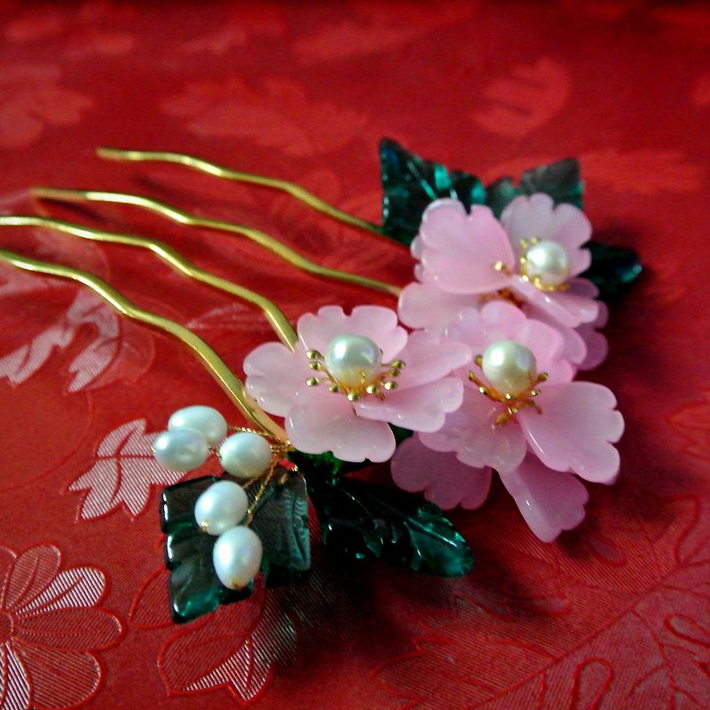 Tianfang four-tooth hair comb-complex style (8 colors in total) - Hair Accessories - Copper & Brass Pink