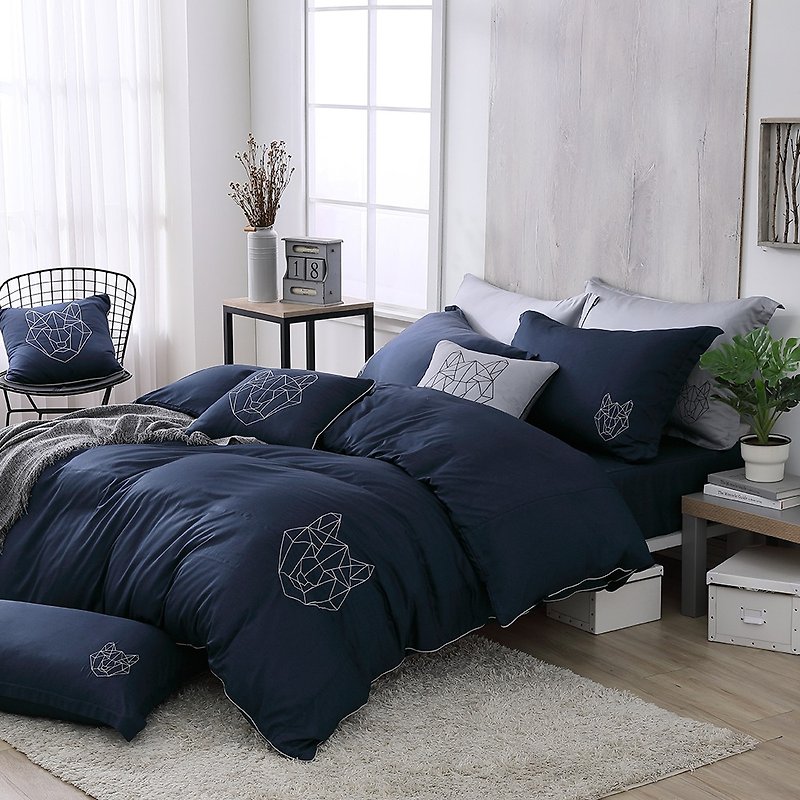 OL5060 Ray Dark Blue/Modal Cotton/Bed Cover Duvet Set/Made in Taiwan - เครื่องนอน - วัสดุอื่นๆ สีน้ำเงิน