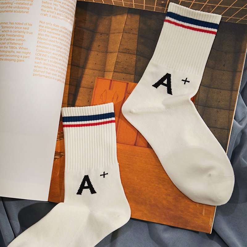 HM top student's imprint men's and women's same style tube socks - Socks - Cotton & Hemp White