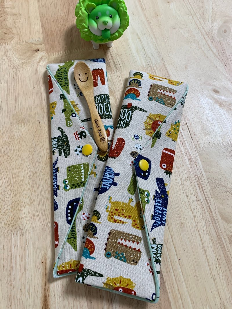 Wenqingfeng environmentally friendly pure cotton chopstick bag modern Jurassic original embryo sentiment Japanese trendy storage handmade - กล่องเก็บของ - ผ้าฝ้าย/ผ้าลินิน ขาว