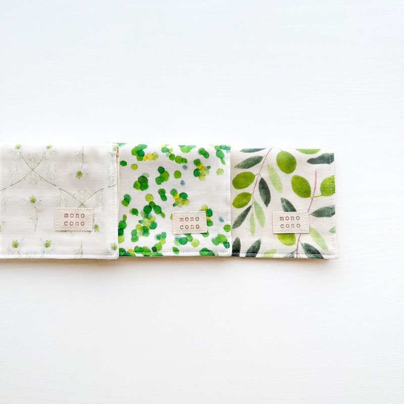 green white　ガーゼハンカチ　オーガニックコットン - 手帕 - 棉．麻 多色