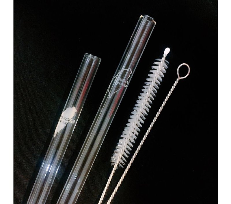 Buy 1 get 1 free environmentally friendly tableware straw Taiwan good glass straw (one end has a round mouth and the other has an oblique mouth) - Reusable Straws - Glass Transparent