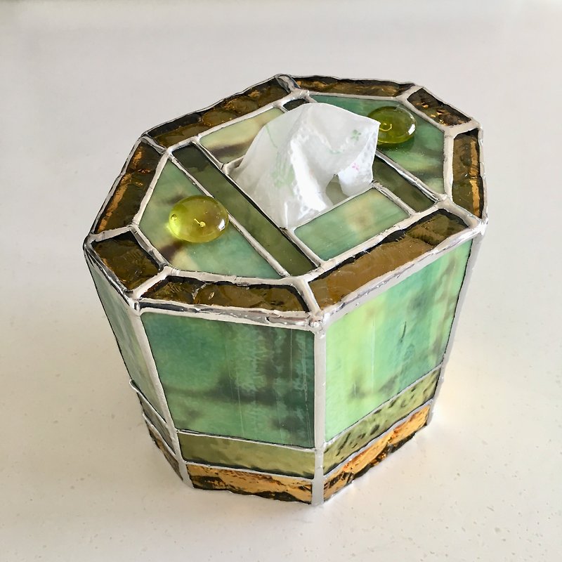Roll paper case Summer forest glass Bay View - Tissue Boxes - Glass Green