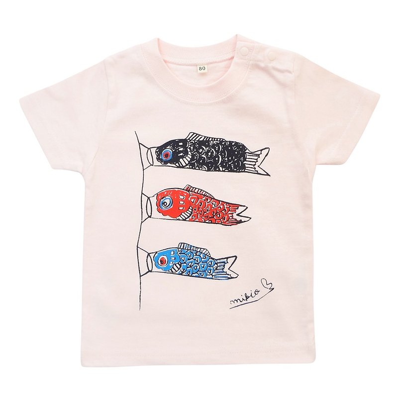 Koinobori Baby Kids T-shirt BabyPink - เสื้อยืด - ผ้าฝ้าย/ผ้าลินิน สึชมพู