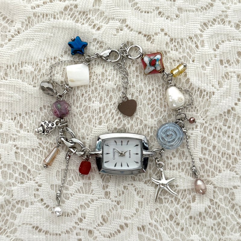 Upcycled Watch Bracelet – White - 手鍊/手環 - 貴金屬 多色