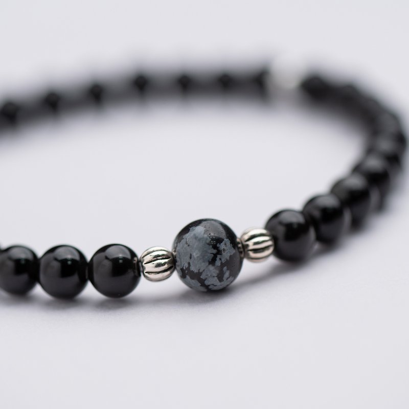 Obsidian Series 6mm Stone Obsidian Single Layer Bracelet - สร้อยข้อมือ - เครื่องประดับพลอย สีดำ
