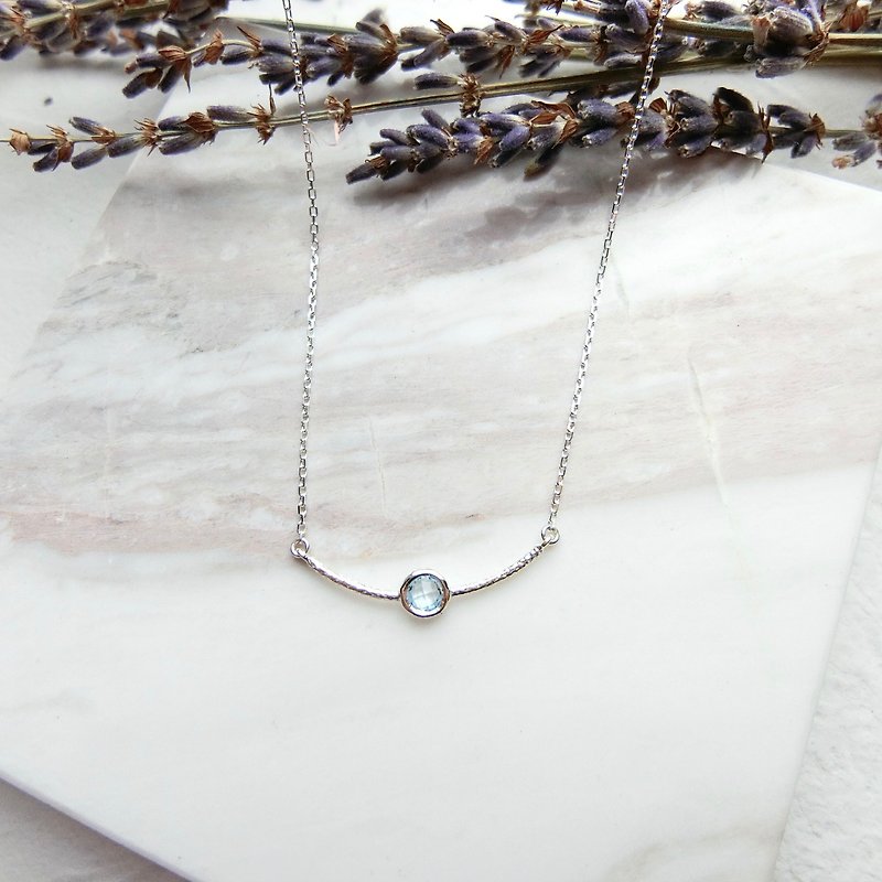 Blue Topaz 925 Sterling Silver Smile Necklace - Necklaces - Gemstone Silver