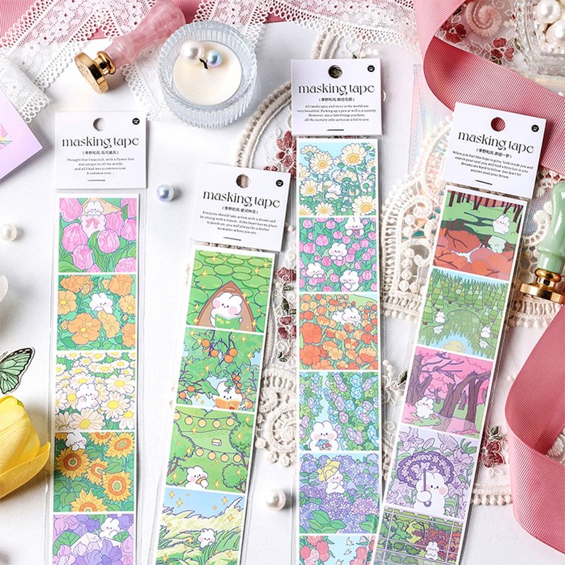 InfeelMe season wild and wind series cute animal flowers diy decorative self-adhesive tape 1 into - มาสกิ้งเทป - กระดาษ 