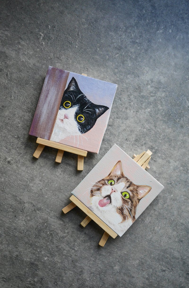 【Cat Illustration】Customised acrylic pet portrait | original hand drawing - ภาพวาดบุคคล - อะคริลิค 