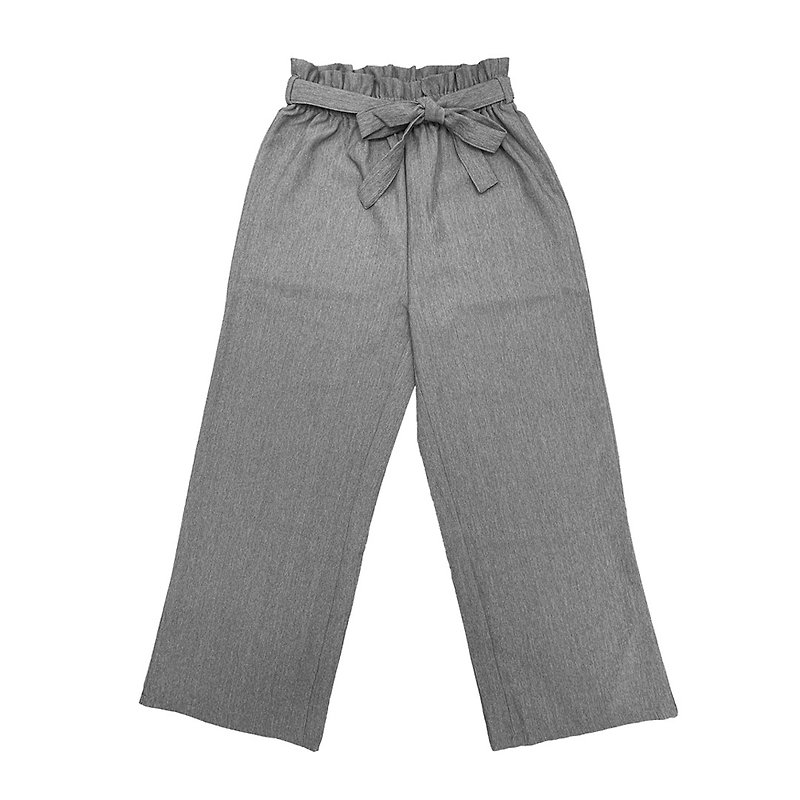 Women Belted culotte pants - Women's Pants - Cotton & Hemp Gray