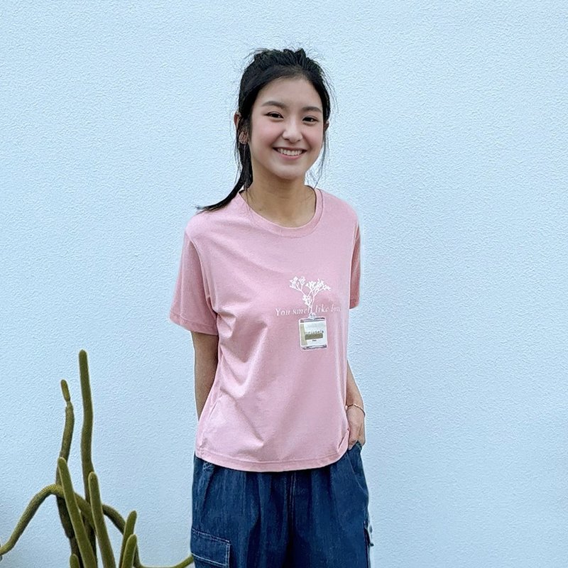 Hana Mokuba 圓領印花反摺造型上衣 - 女上衣/長袖上衣 - 其他材質 
