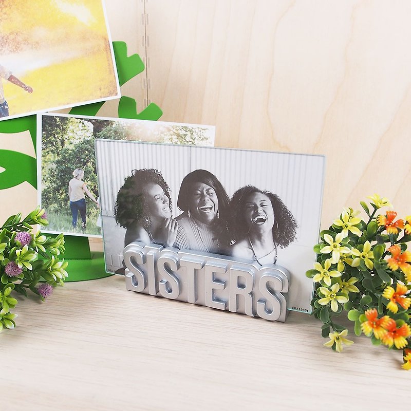 Glass photo frame-4x6 good sisters【Hallmar-text gift decoration】 - ของวางตกแต่ง - เส้นใยสังเคราะห์ สีเงิน