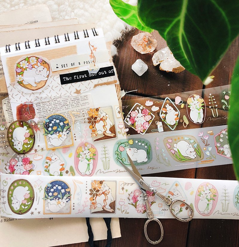 Washi tape/ warm flower rabbit (3 kinds of materials) - Washi Tape - Paper Multicolor