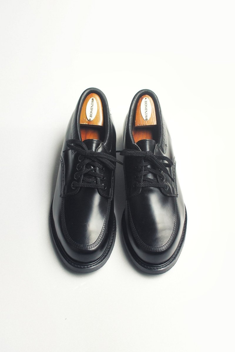 70s American Black stupid shoes | Knapp Moc Toe Work Shoes US 9.5D EUR 4243 -Deadstock - รองเท้าบูธผู้ชาย - หนังแท้ สีดำ