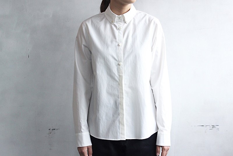 Super cotton button down shirt / WH - Women's Tops - Cotton & Hemp White
