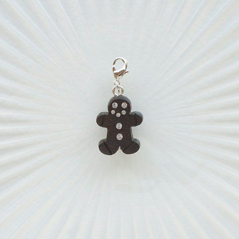 Gingerbread Man wooden charm - Charms - Wood Brown