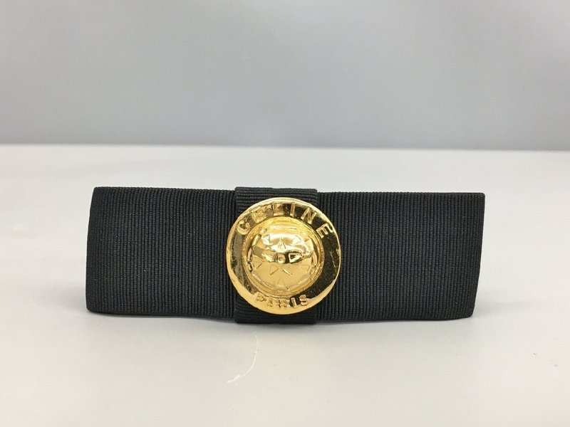 稀有中古二手Celine金色立體星球髮夾頭髮復古禮物古董飾品禮物 - 髮夾/髮圈 - 真皮 黑色