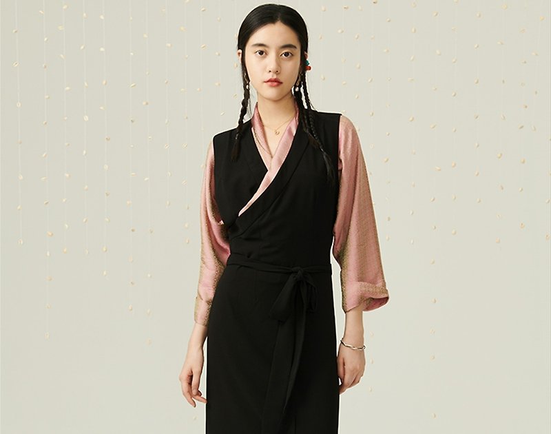 半夏藏式 中國風古風漢服長裙洋裝 - 洋裝/連身裙 - 其他材質 黑色