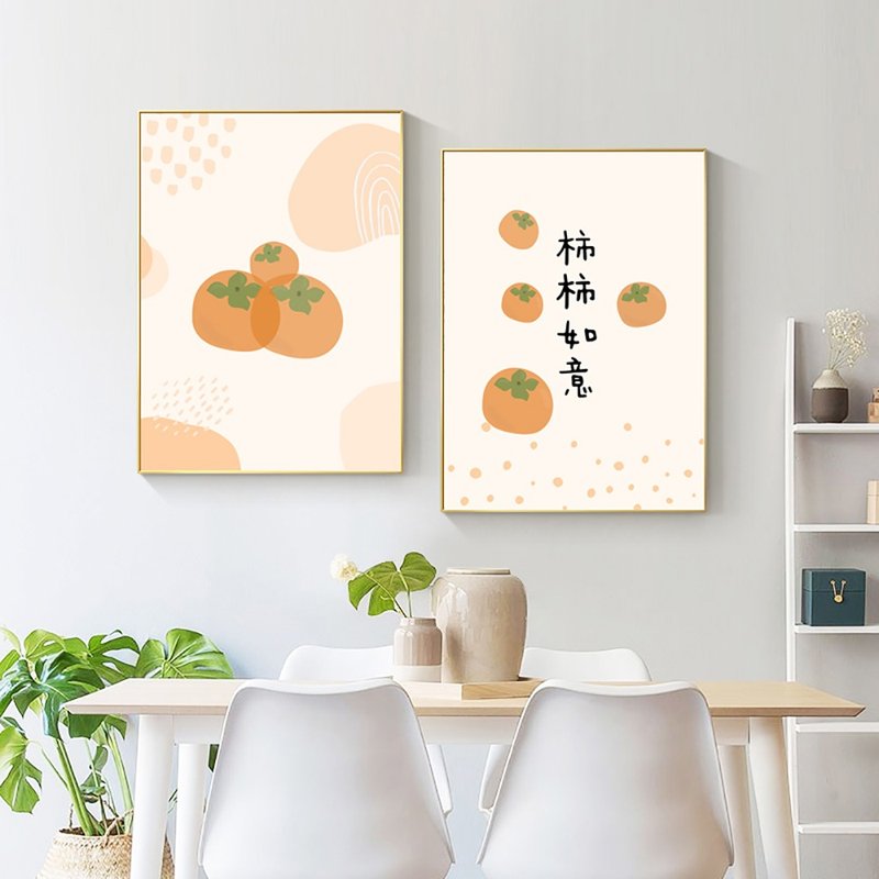 Persimmon Ruyi_Hanging Painting_Art Series_Made in Taiwan and shipped quickly in two working days - Posters - Cotton & Hemp Orange