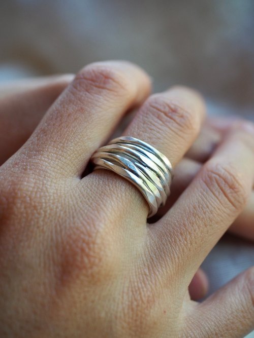 シルバー ハンマードリング 4点セット シルバー ハンマードリング 4点セット ハンマードシルバーリング