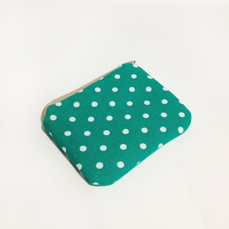 緑の小さな小さな白い財布 - 小銭入れ - コットン・麻 グリーン