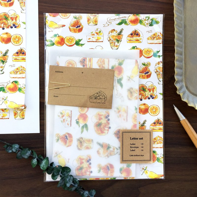 Letterset Orange Sweets オレンジスイーツのレターセット - 信封/信紙 - 紙 橘色