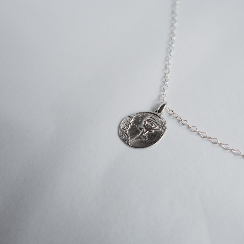 999 sterling silver [treasure rose] handmade necklace charm with 925 sterling silver necklace - สร้อยคอ - เงินแท้ สีเงิน