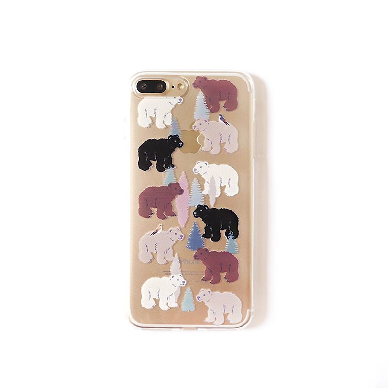 Forest bear transparent mobile phone case - Phone Cases - Silicone Multicolor