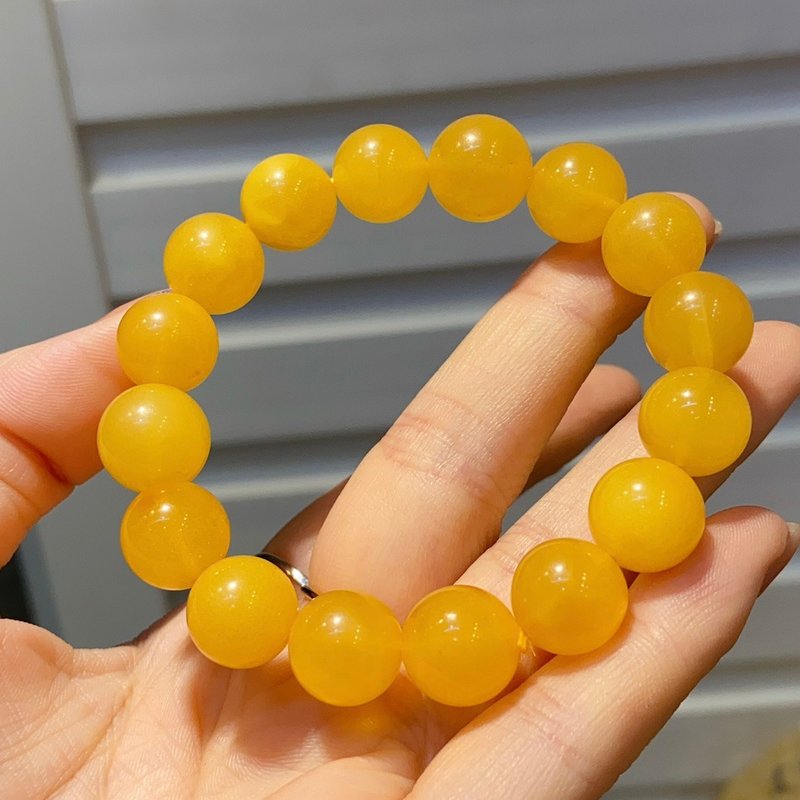 撿漏價 天然老蜜蠟手串 珠經12MM 蠟質濃厚 滿蜜雞油黃老蜜蠟 - 手鍊/手環 - 水晶 